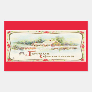 Vintage A Joyous Kerst sticker