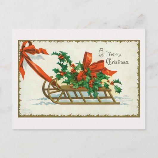 Vintage A Merry Christmas Card Briefkaart (Voorkant)