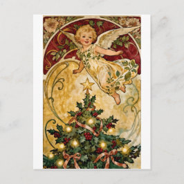 Vintage A Merry Christmas Cute Baby Angel Postcard Feestdagenkaart