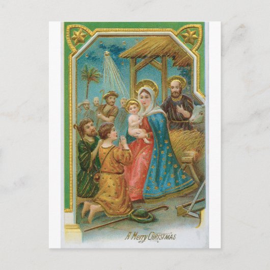 Vintage A Merry Christmas Madonna And Child Briefkaart (Voorkant)