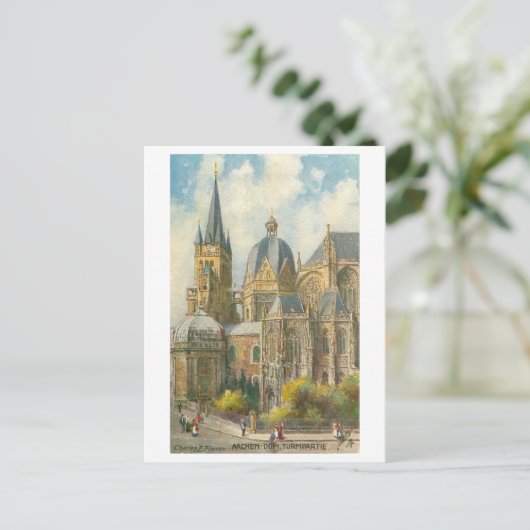Vintage Aachen Germany Cathedral Briefkaart (Staand voorkant)