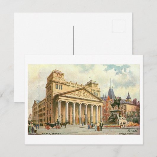 Vintage Aachen Germany Theater Briefkaart (Voorkant / Achterkant)