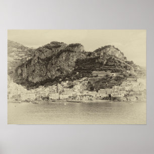 Vintage aan de kust van Amalfi Poster