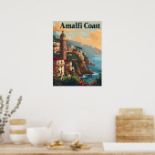 Vintage aan de kust van Amalfi Poster (Keuken)