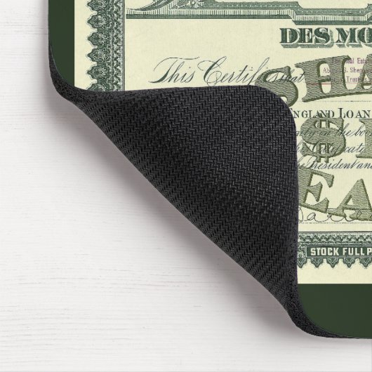 Vintage aandelenkapitaal Certificaat Bedrijfsfinan Muismat (Hoek)