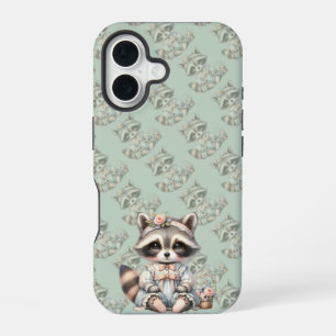 Vintage Aandoende Cottagecore Wasbeer Pastel iPhone 16 Hoesje