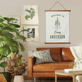 Vintage Aangepaste Naam Kamp Boom Familie Hangend Wandkleed