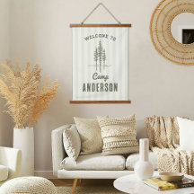 Vintage Aangepaste Naam Kamp Boom Familie
