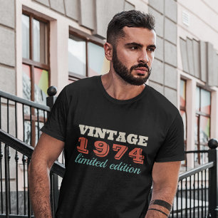 Vintage aangepaste verjaardag per jaar voor mannen t-shirt