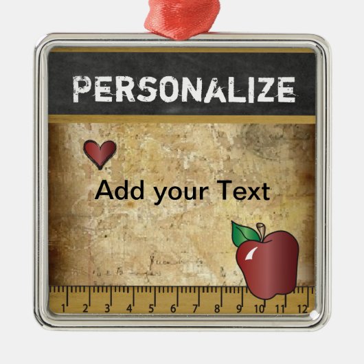 Vintage aanpassen voor leraar metalen ornament (Voorkant)