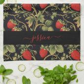 Vintage aardbei theedoek (Gevouwen)