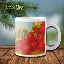 Vintage aardbeien landschap krat kunst jumbo mok