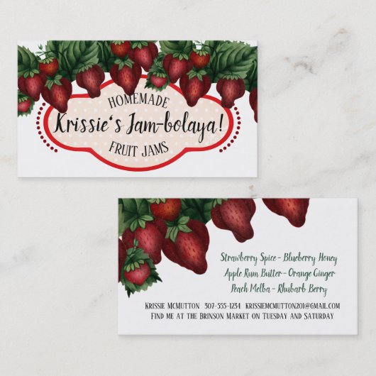 Vintage aardbeien met visitekaartje in bliksem (Voorkant / Achterkant)