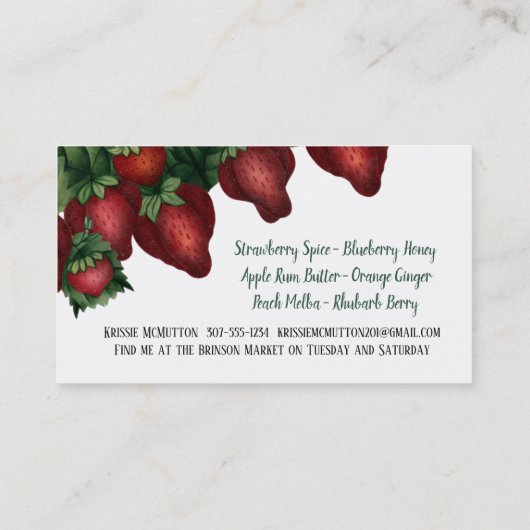 Vintage aardbeien met visitekaartje in bliksem (Achterkant)