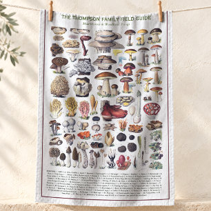 Vintage Aardse Botanische Paddenstoel Monogram Theedoek