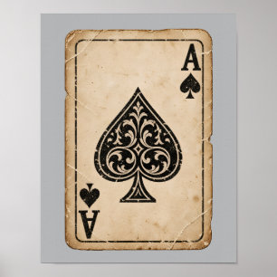 Vintage Aas van Schoppen Speelkaart Poster