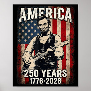 Vintage Abe Lincoln 16e president gitaar spelend Poster