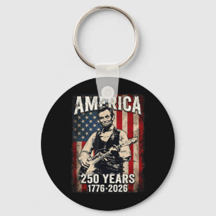 Vintage Abe Lincoln 16e president gitaar spelend Sleutelhanger