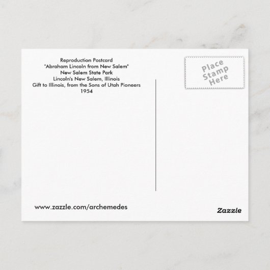 Vintage Abraham Lincoln Briefkaart (Achterkant)