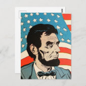Vintage Abraham Lincoln USA Flag Illustration Briefkaart (Voorkant / Achterkant)