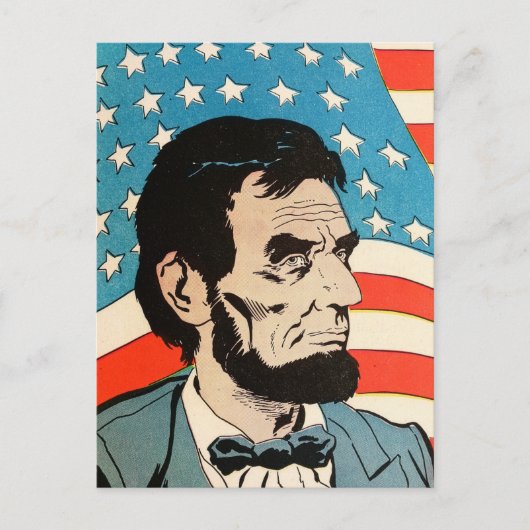 Vintage Abraham Lincoln USA Flag Illustration Briefkaart (Voorkant)