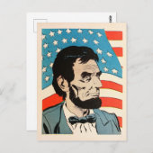 Vintage Abraham Lincoln USA Flag Illustration Briefkaart (Voorkant / Achterkant)