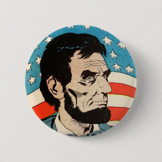 Vintage Abraham Lincoln USA Flag Illustration Ronde Button 5,7 Cm