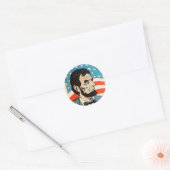 Vintage Abraham Lincoln USA Flag Illustration Ronde Sticker (Envelop)