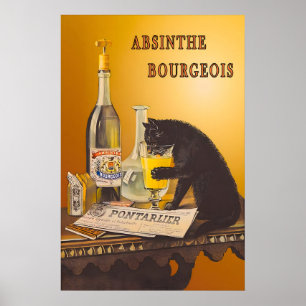 Vintage Absinthe Bourgeois Zwarte Kat Poster Bar