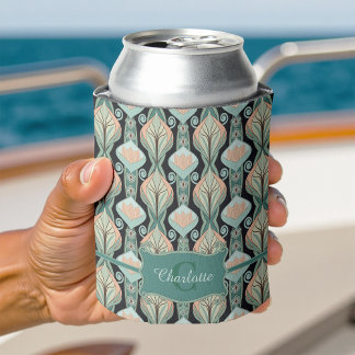 Vintage Abstract Botanical Monogram Floral Pattern Blikjeskoeler