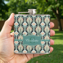 Vintage Abstract Botanical Monogram Floral Pattern Heupfles