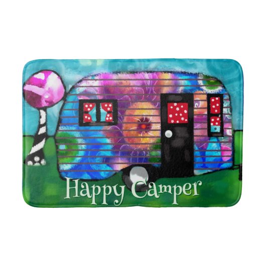 Vintage Abstract Camp Trailer Floral Personalized Badmat (Voorkant)