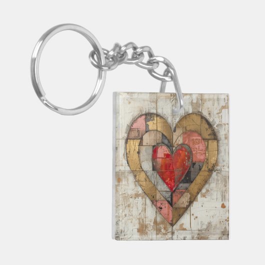 Vintage Abstract Hearts - Acrylic Keychain (Voorkant Links)