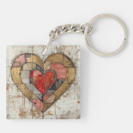 Vintage Abstract Hearts - Acrylic Keychain (Achterkant)