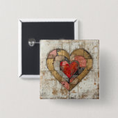 Vintage Abstract Hearts - Button  (Voorkant /achterkant)