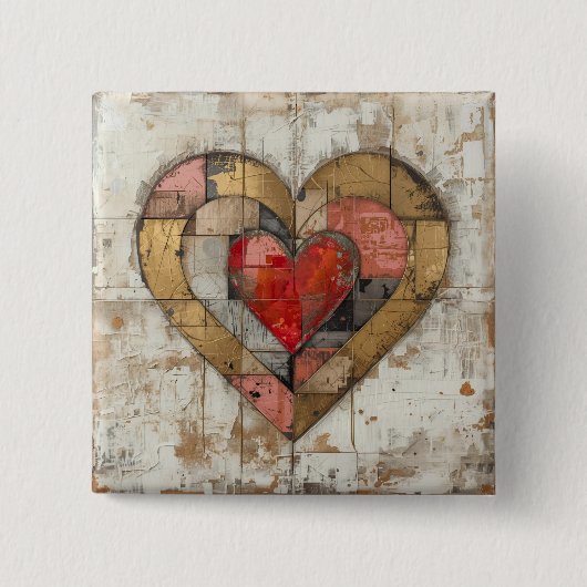 Vintage Abstract Hearts - Button  (Voorkant)