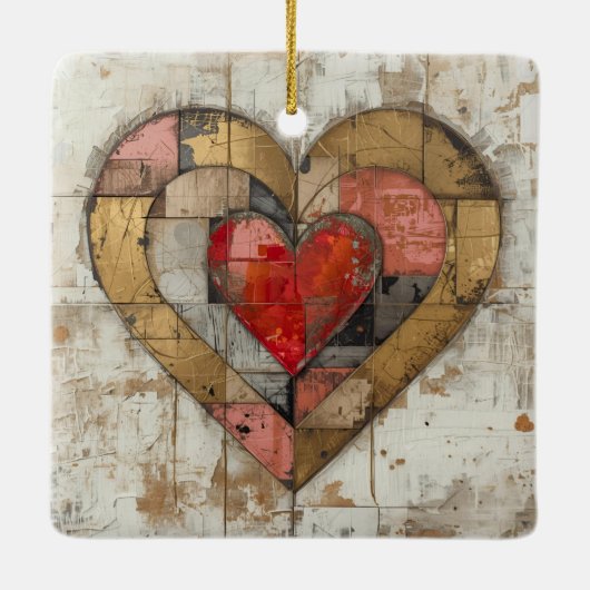 Vintage Abstract Hearts - Ceramic Ornament (Achterkant)