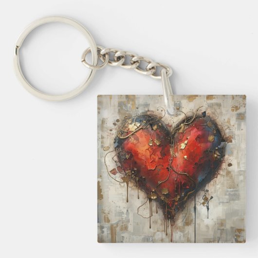 Vintage Abstract Hearts - Keychain (Voorkant)