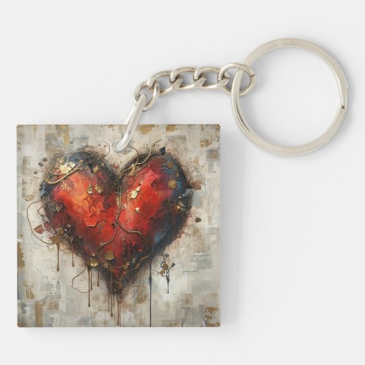 Vintage Abstract Hearts - Keychain (Achterkant)