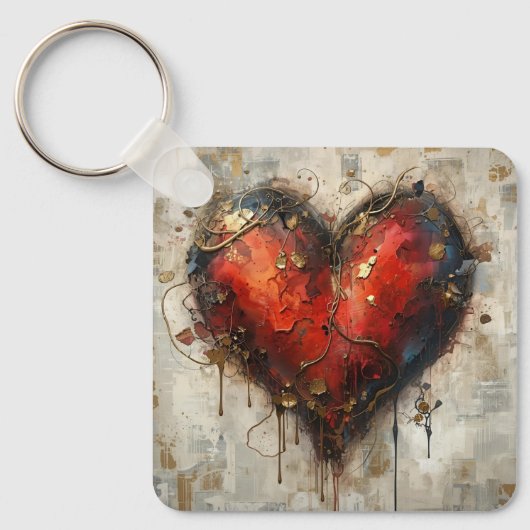 Vintage Abstract Hearts - Keychain  (Voorkant)