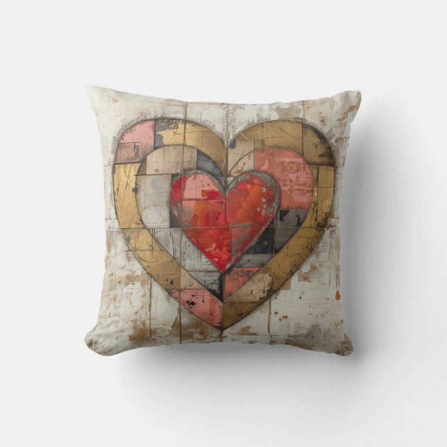 Vintage Abstract Hearts - Throw PIllow Kussen (Voorkant)