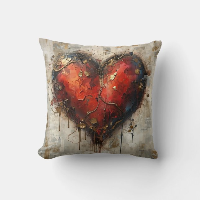 Vintage Abstract Hearts - Throw Pillow Kussen (Voorkant)