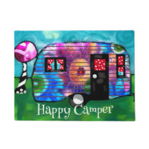 Vintage Abstract Kampeerwagen Bloem Motief Persoon