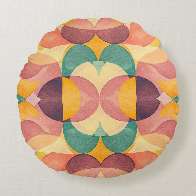 Vintage Abstract Pattern Rond Kussen (Voorkant)