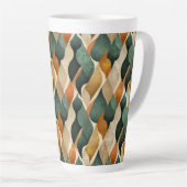 Vintage Abstracte Art Deco Blad Aardtint Latte Mok (Rechterhoek)