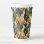 Vintage Abstracte Art Deco Blad Aardtint Latte Mok (Voorkant)