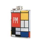 Vintage Abstracte Compositie door Piet Mondrian Heupfles (Links)