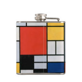 Vintage Abstracte Compositie door Piet Mondrian Heupfles (Achterkant)