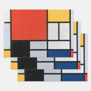 Vintage Abstracte Compositie door Piet Mondrian Inpakpapier Vel