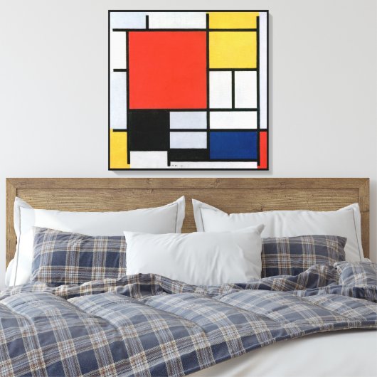 Vintage Abstracte Compositie van Piet Mondrian Canvas Afdruk (Insitu (Slaapkamer))